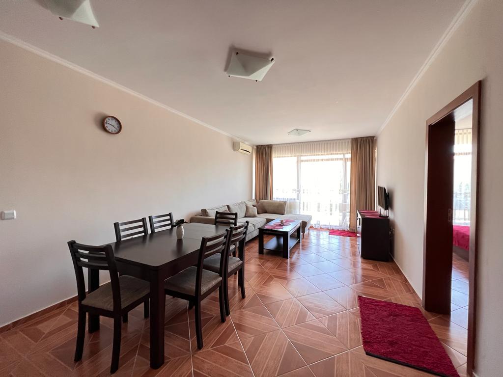 For Sale: A spacious one-bedroom apartment with a view of the pool and the courtyard, just 50 meters from the beach